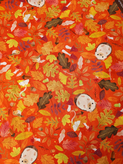 Hedgehog In The Leaves 100% Cotton