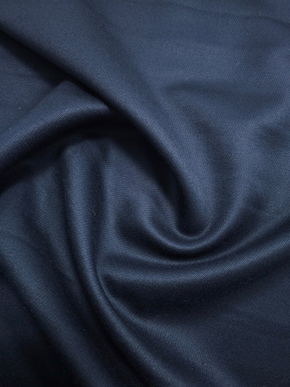 Navy Twill Dutchess Satin Wool Suiting