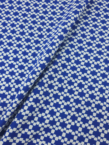 Cobalt Blue Abstract Brushed Cotton Twill