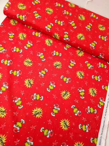 Christmas Grinch 100% Cotton - Robert Kaufman