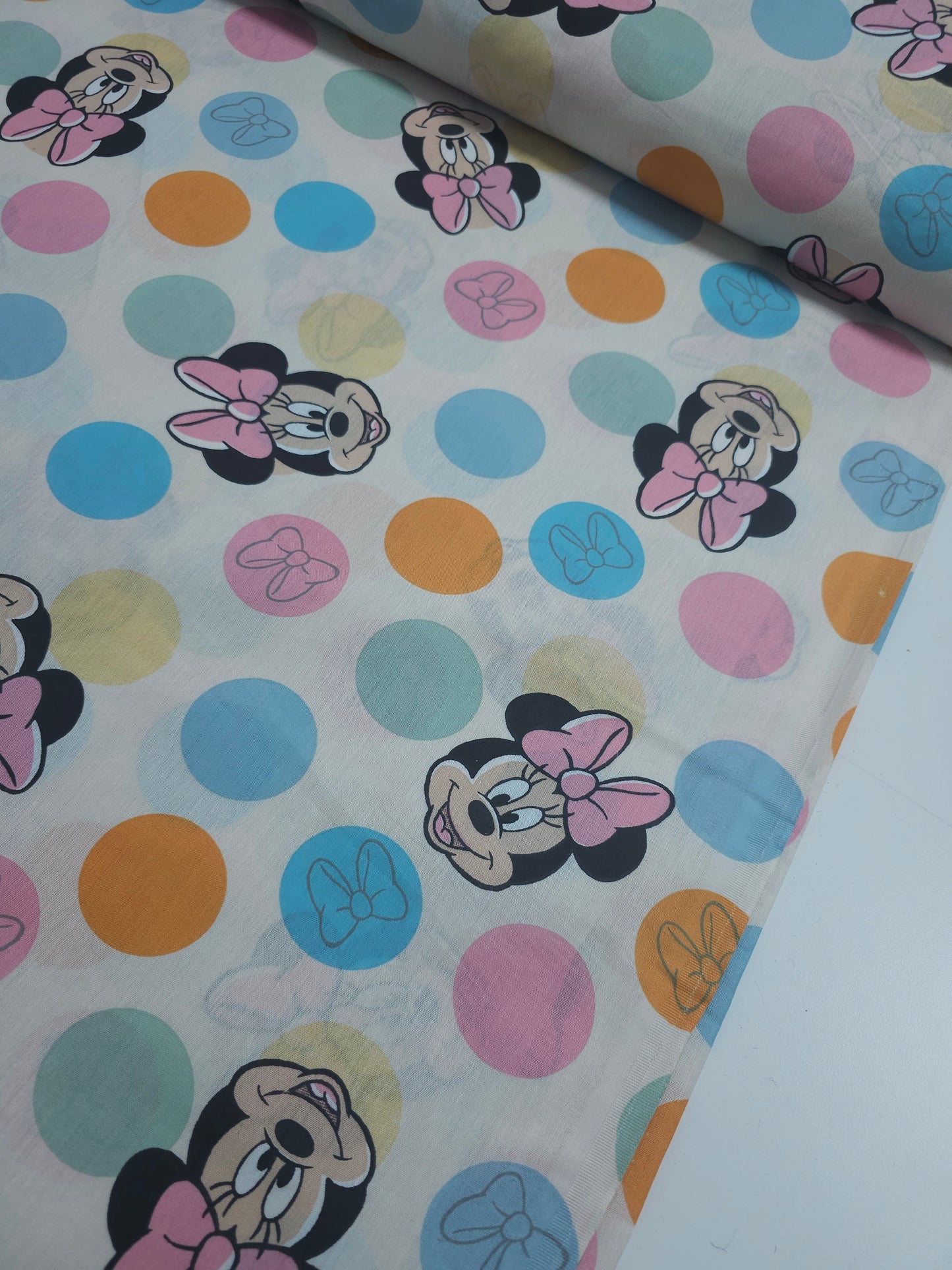 Minnie Mouse Multicolour Polka Spot 100% Cotton 114"