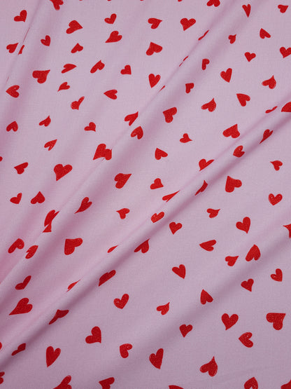 Pink/Red Hearts Viscose Challis