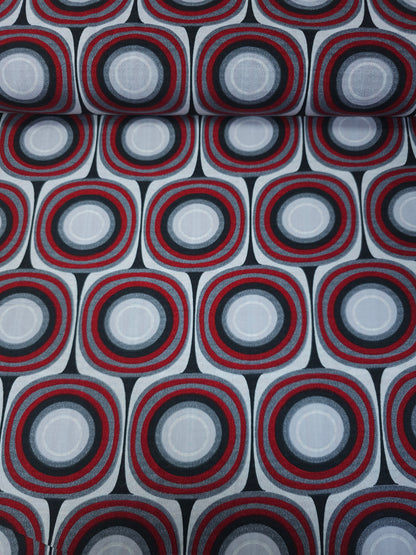 Red/Grey Squircle 100% Cotton 108"