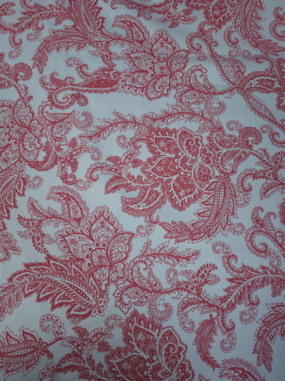 Grey/Red Paisley Floral Cotton Sateen 96"