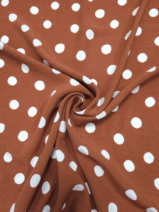 Rust Polka Viscose Crepe