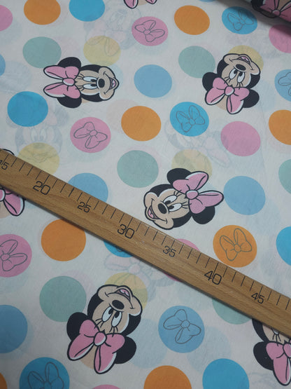 Minnie Mouse Multicolour Polka Spot 100% Cotton 114"