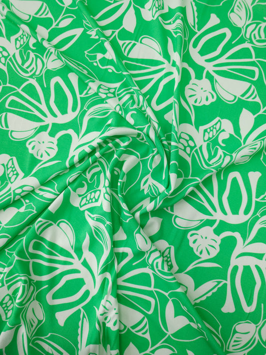 Light Green Exotic Floral Viscose Jersey