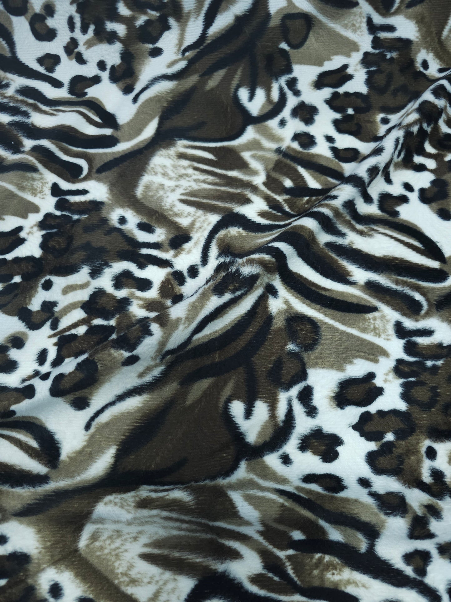 Brown/White Abstract Animal Print Lightweight Velvet