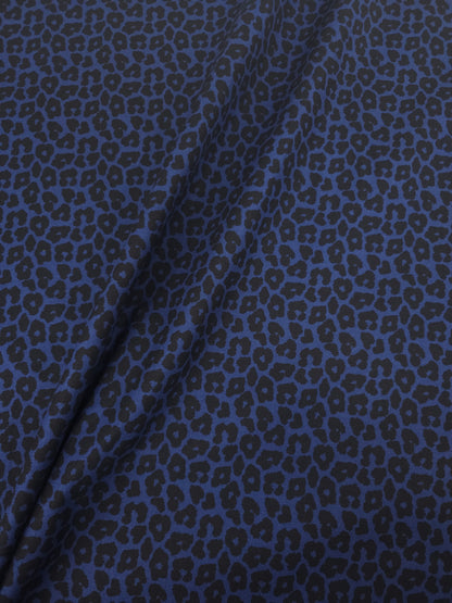 Indigo Navy/Black Leopard Brushed Cotton Twill