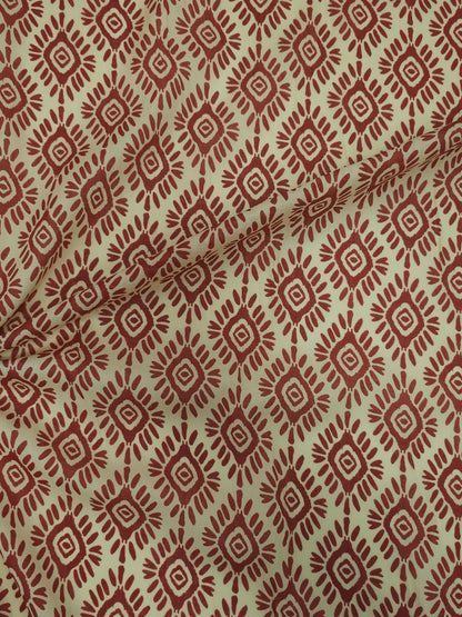 Terracotta/Cream Damask Tile Lightweight Organic Cotton