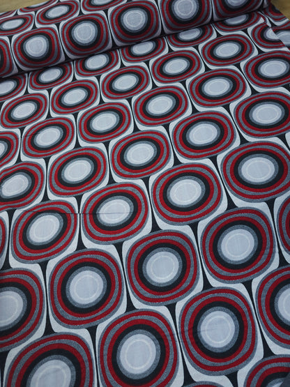 Red/Grey Squircle 100% Cotton 108"