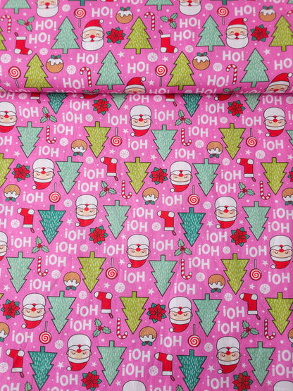 Pink Ho Ho Ho 100% Cotton