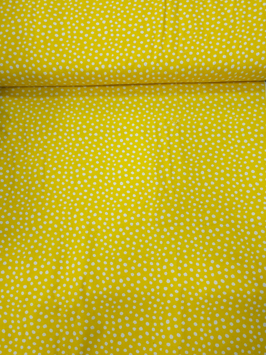 Yellow Mini Irregular Polka 100% Cotton