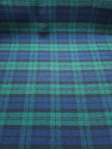 Green/Navy Tartan Wool Coating