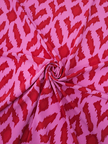 Pink/Red Ikat Poly Crepe