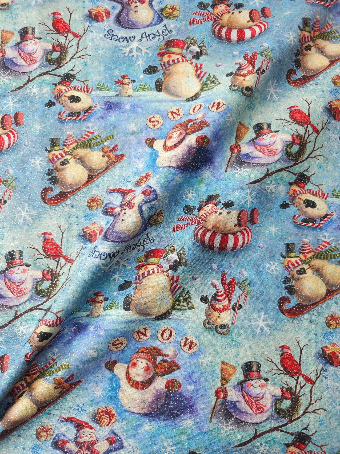 Glitter Snowman 100% Cotton - Geoff Allen