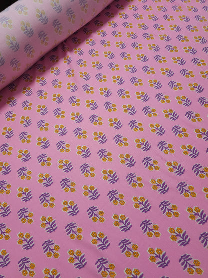 Pink/Orange Trio Floral Crinkle Viscose