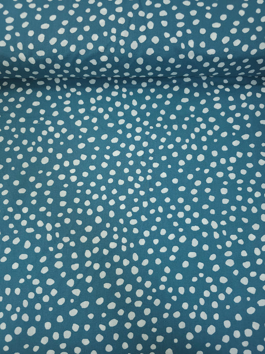 Teal Irregular Polka Spot 100% Cotton 98"