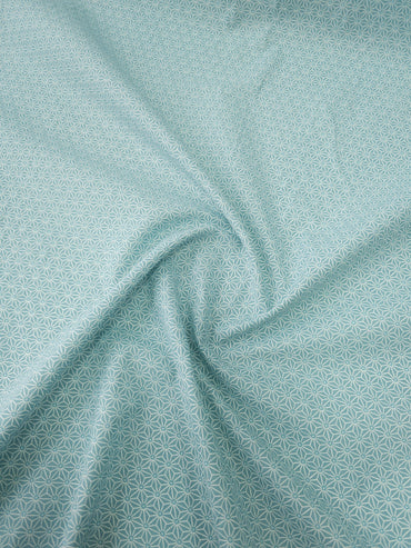 Pale Blue Geometric Star Calico Cotton