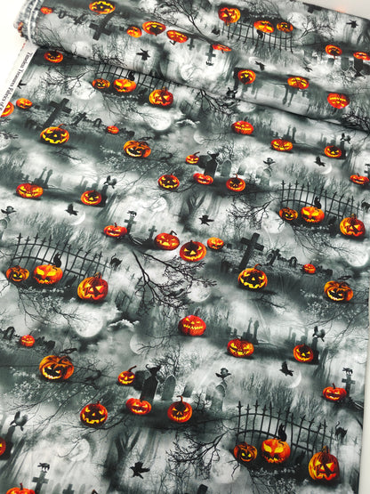 Pumpkin Cemetery 100% Cotton