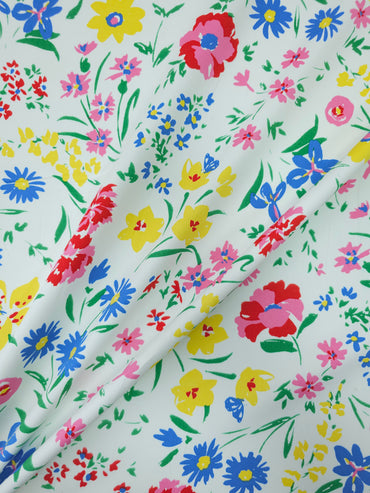 Watercolour Garden Bloom Cotton Sateen