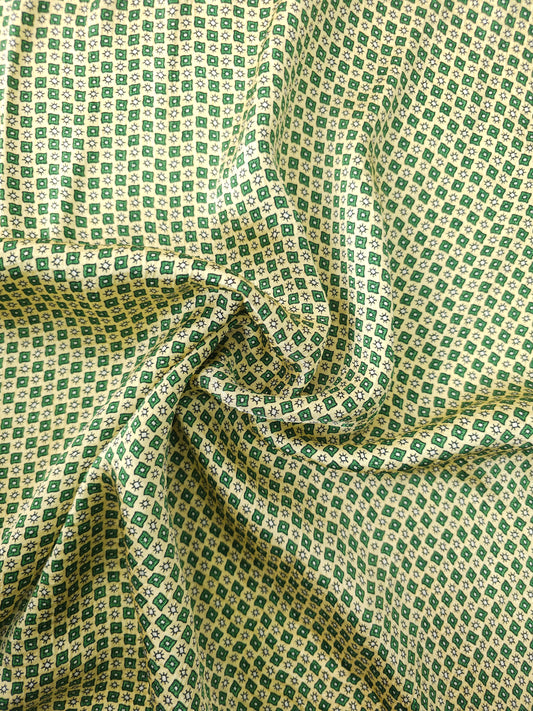 Lime/Green Mini Square Crinkle Viscose Satin