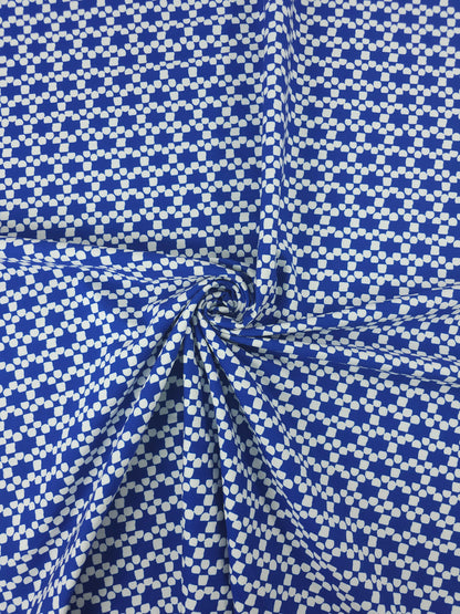 Cobalt Blue Abstract Brushed Cotton Twill