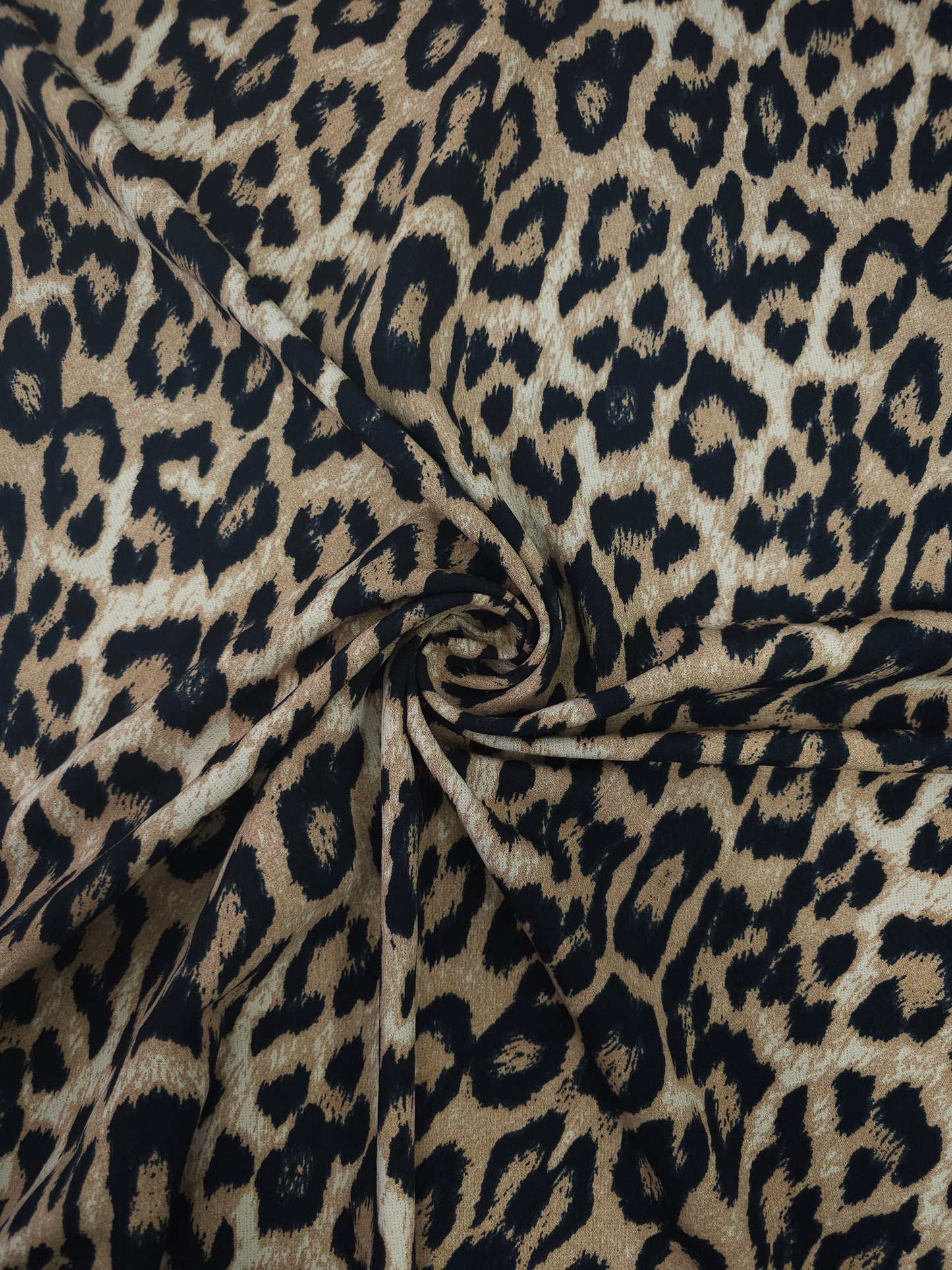 Tan Leopard Poly Jersey