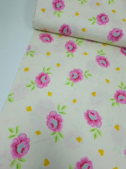 Cream Big Buds Wonder Floral Cotton Sateen 108" - Tula Pink