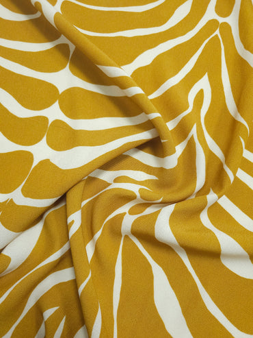 Mustard Abstract Symmetry Viscose Crepe