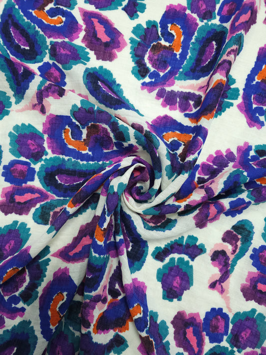 *PRE-ORDER* Purple/Blue Watercolour Paisley Sketch Cotton Flax