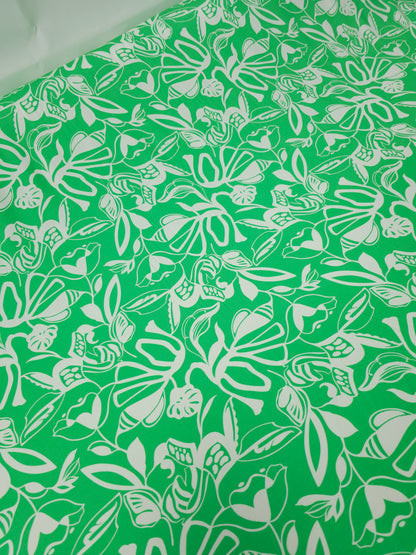 Light Green Exotic Floral Viscose Jersey