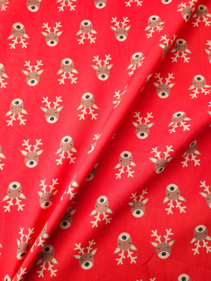 Red Christmas Reindeer 100% Cotton - Joann