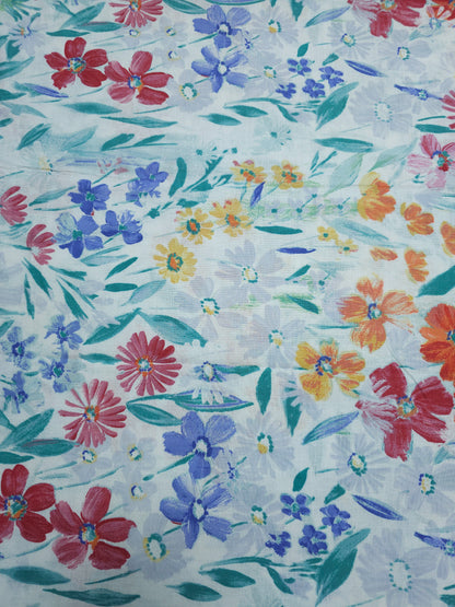 Watercolour Floral Meadow 100% Cotton 110"