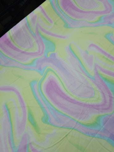 Pastel Wavy Rainbow Viscose Satin