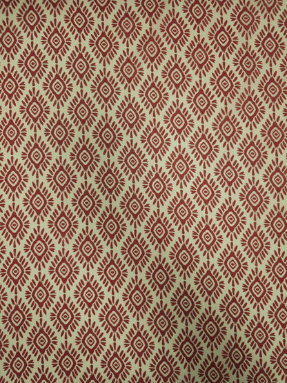 Terracotta/Cream Damask Tile Lightweight Organic Cotton