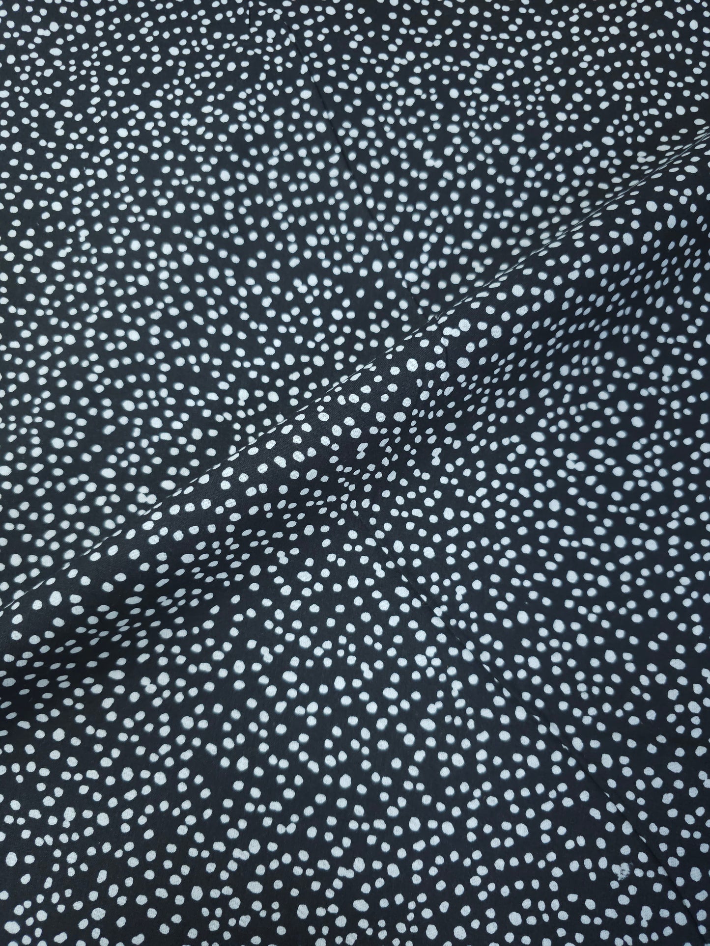 Black Mini Irregular Polka Spot 100% Cotton 98"