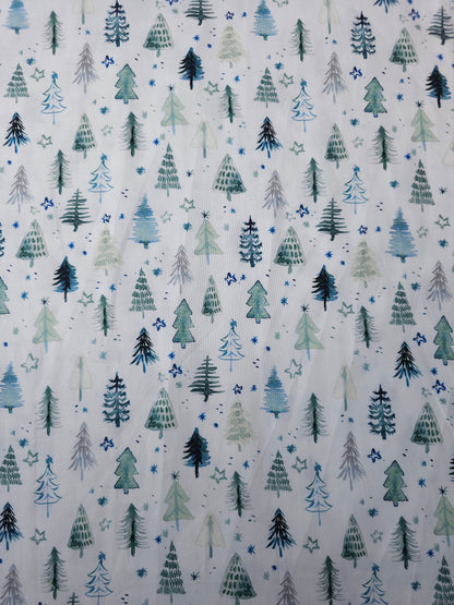 Watercolour Christmas Tree 100% Cotton