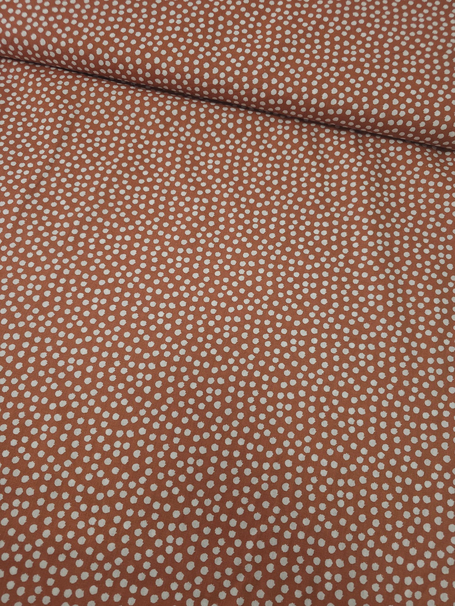 Light Terracotta Irregular Polka Spot 100% Cotton 118"