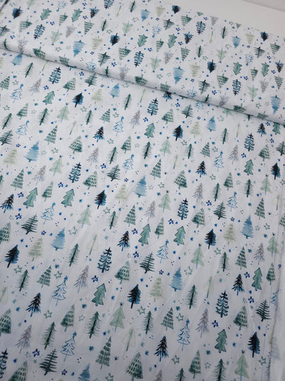 Watercolour Christmas Tree 100% Cotton