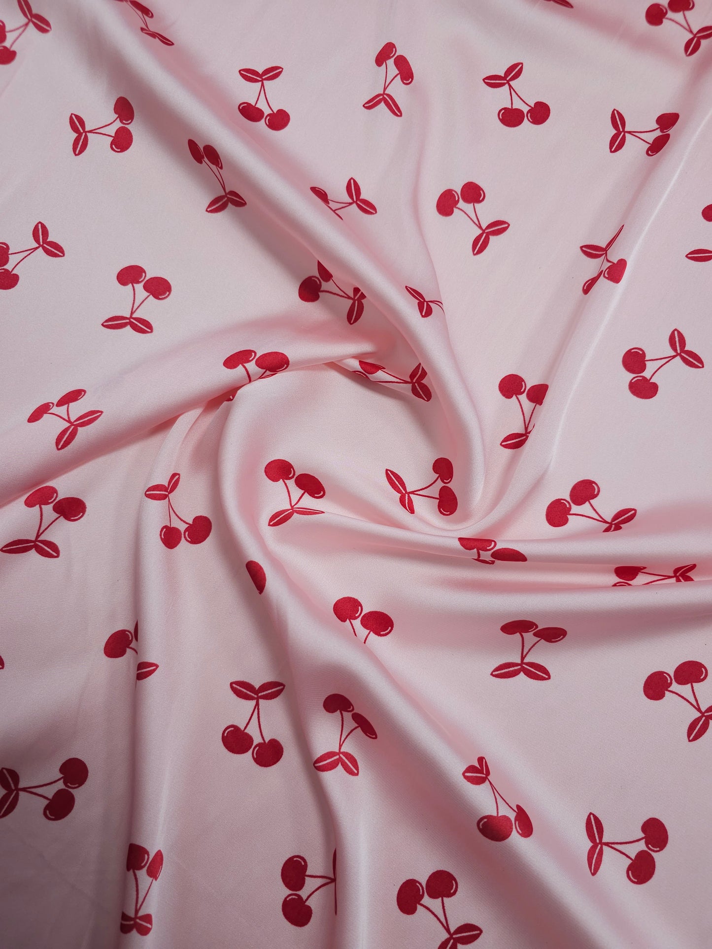 Pink/Red Cherries Satin