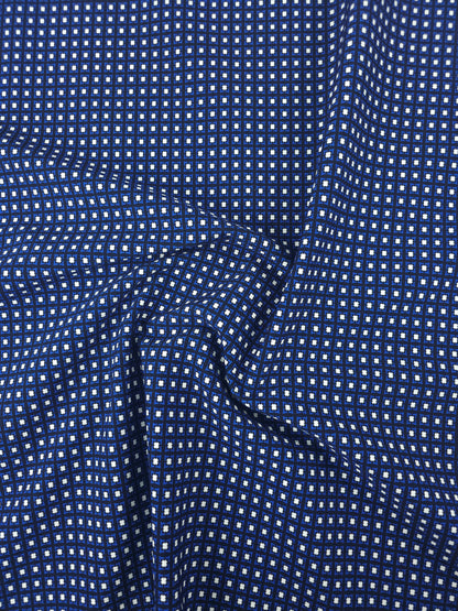 Dark Blue Mini Abstract Square Brushed Cotton Twill