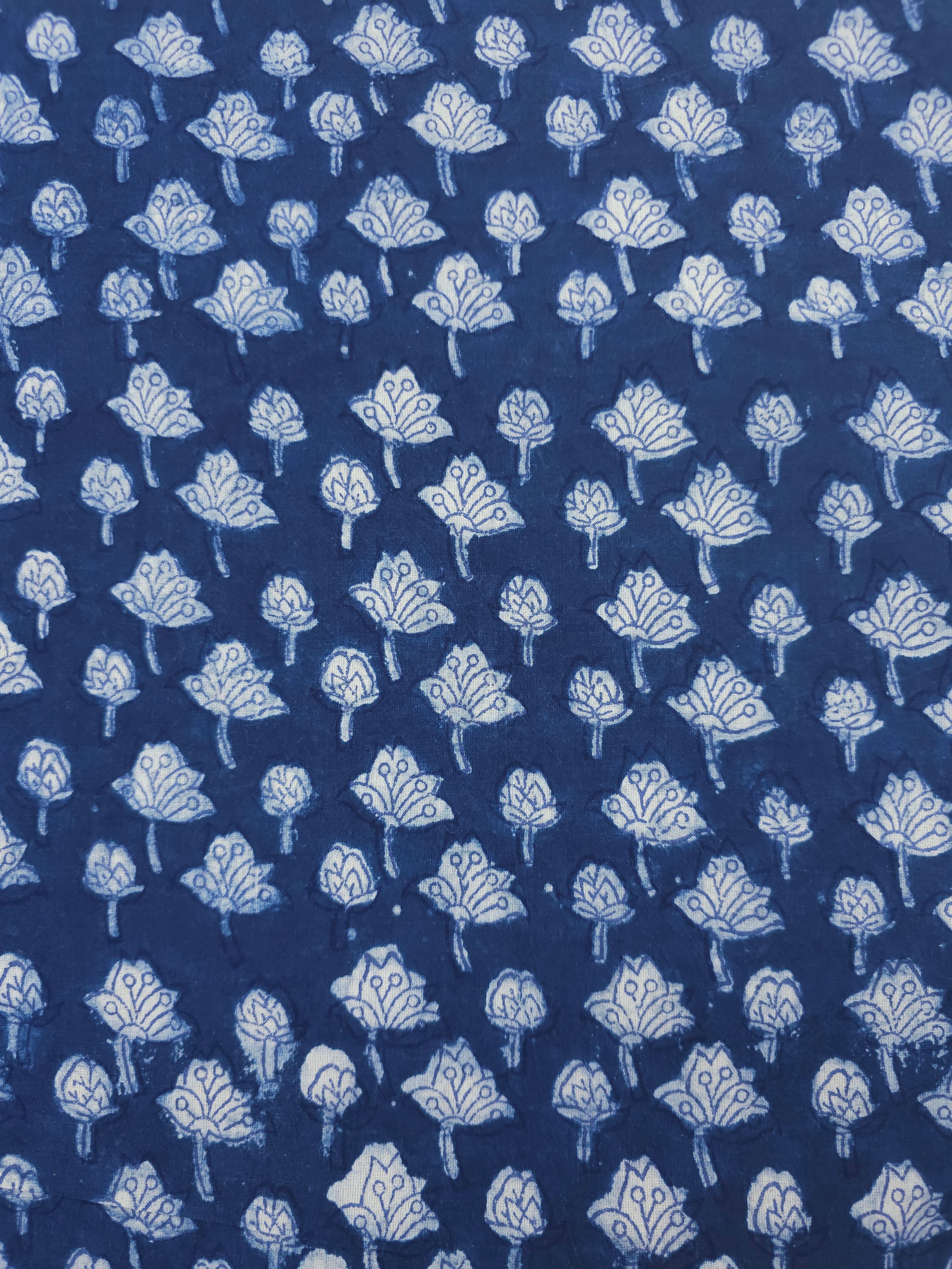 Big and Small Single Flower Block Print Cotton