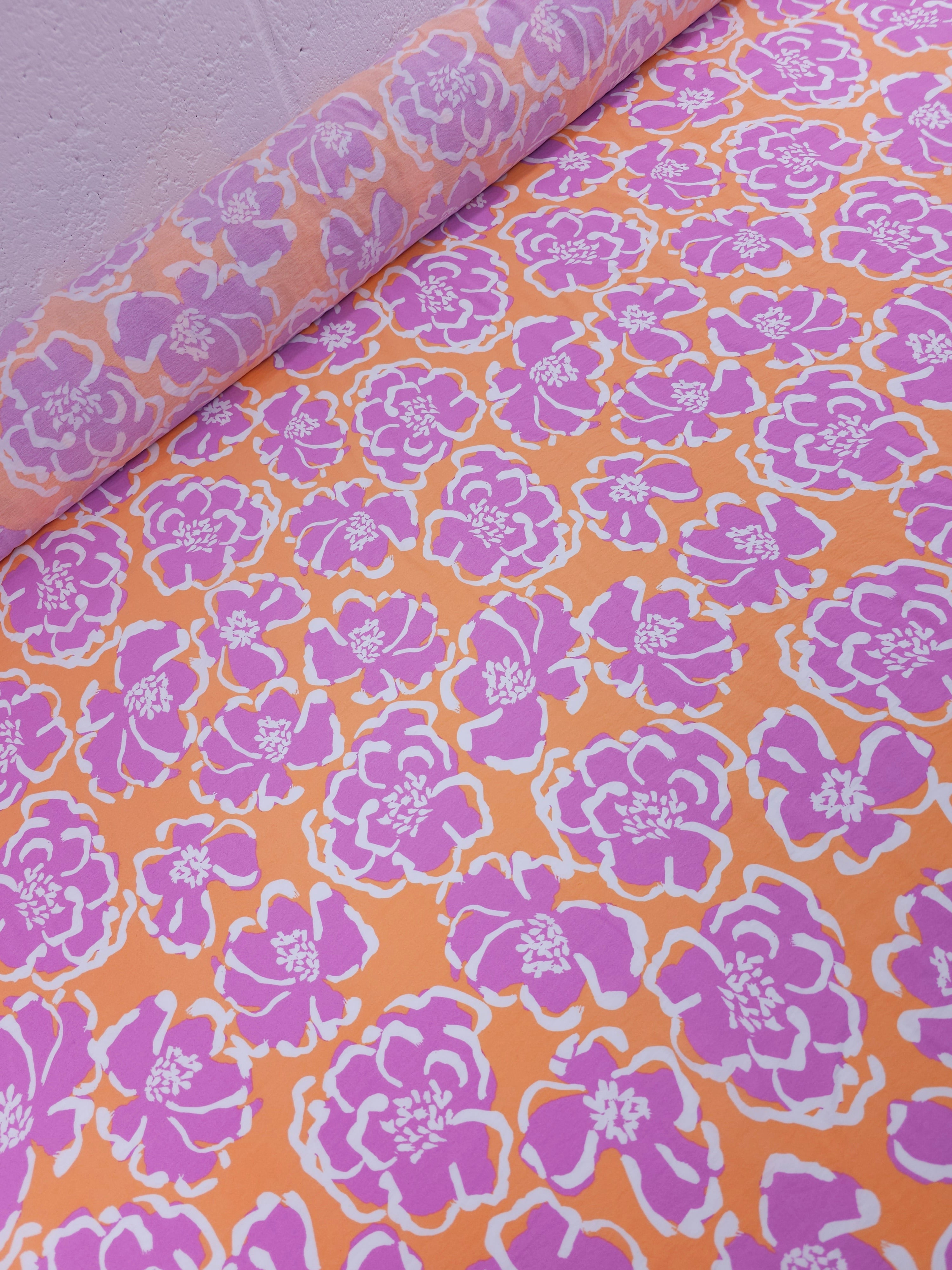 Orange/Purple Floral Modal Viscose *DEFECT*