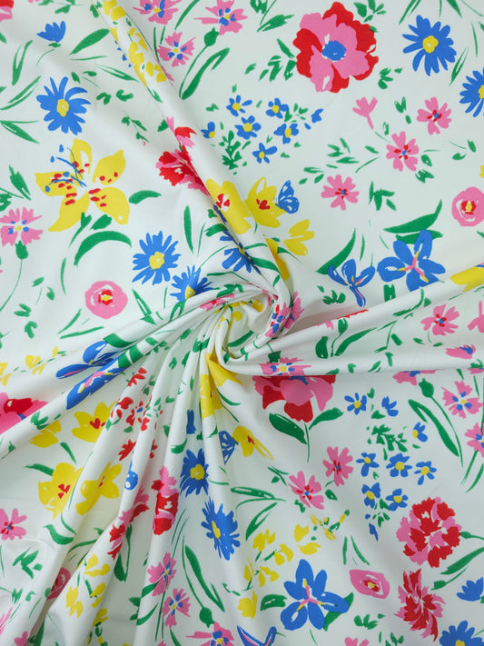 Watercolour Garden Bloom Cotton Sateen