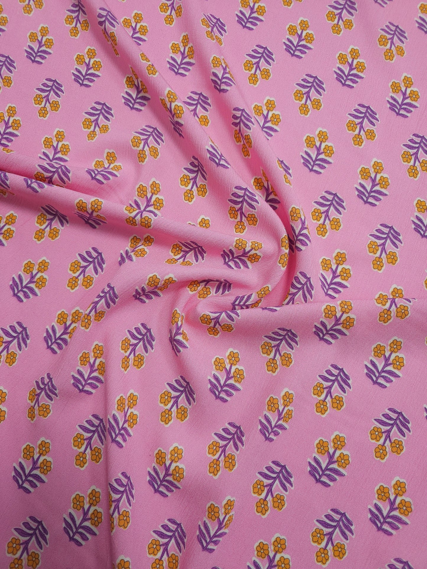 Pink/Orange Trio Floral Crinkle Viscose