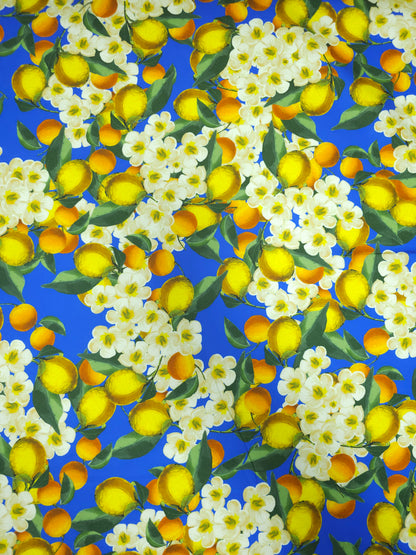 Blue Lemon Floral Cotton Sateen