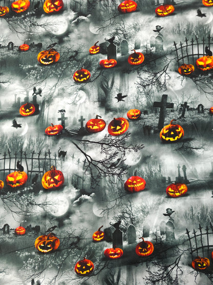 Pumpkin Cemetery 100% Cotton