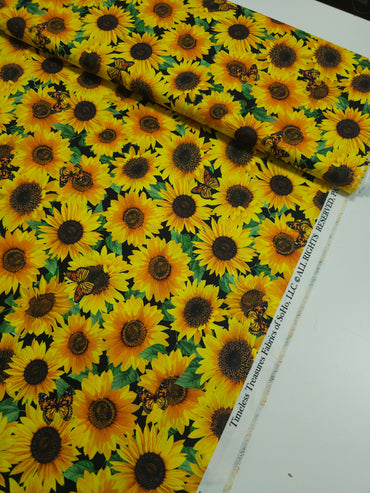 Butterfly Sunflower 100% Cotton