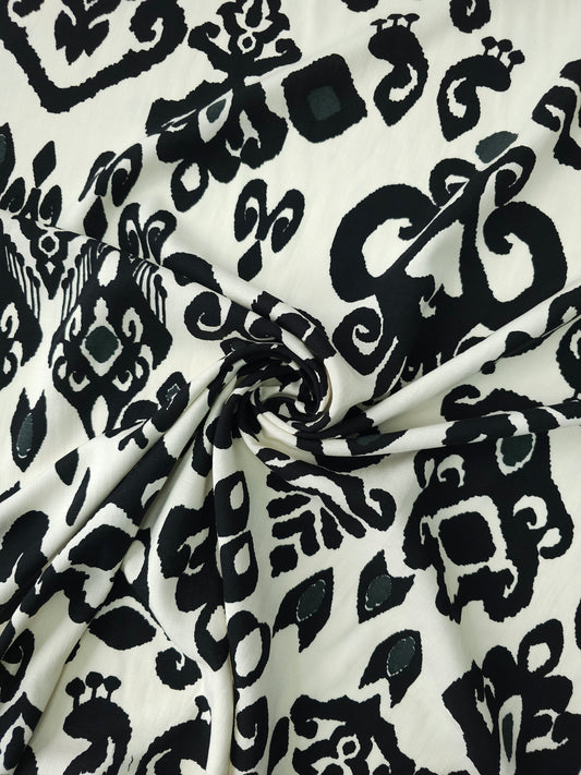 Ivory/Black Damask Viscose Linen